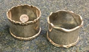 Two oval silver napkin rings. Approx. 55 grams. Es