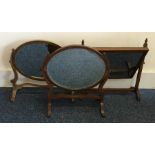 A group of three mahogany toilet mirrors. Est. £20