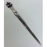 A silver and enamelled letter opener. Birmingham.