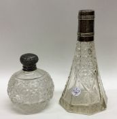 A silver hobnail cut scent bottle together with on