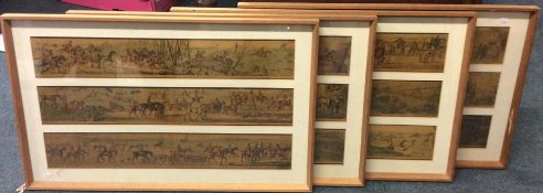 A set of four framed and glazed trios of hunting p