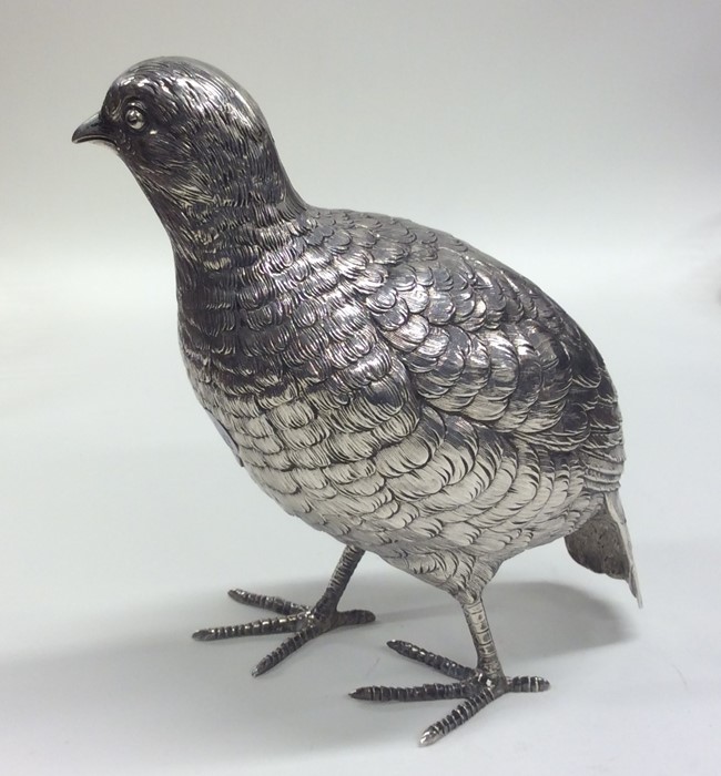 A good silver figure of a quail with textured body - Image 3 of 3