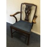 A Georgian carver chair with pierced back. Est. £2