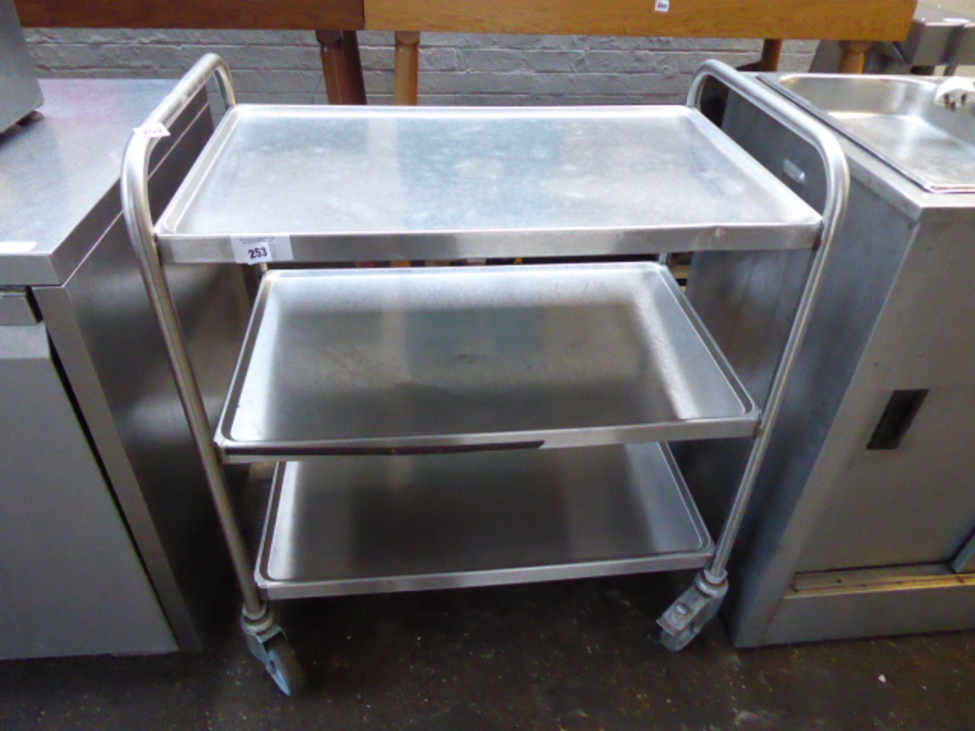 80cm stainless steel three tier mobile catering trolley