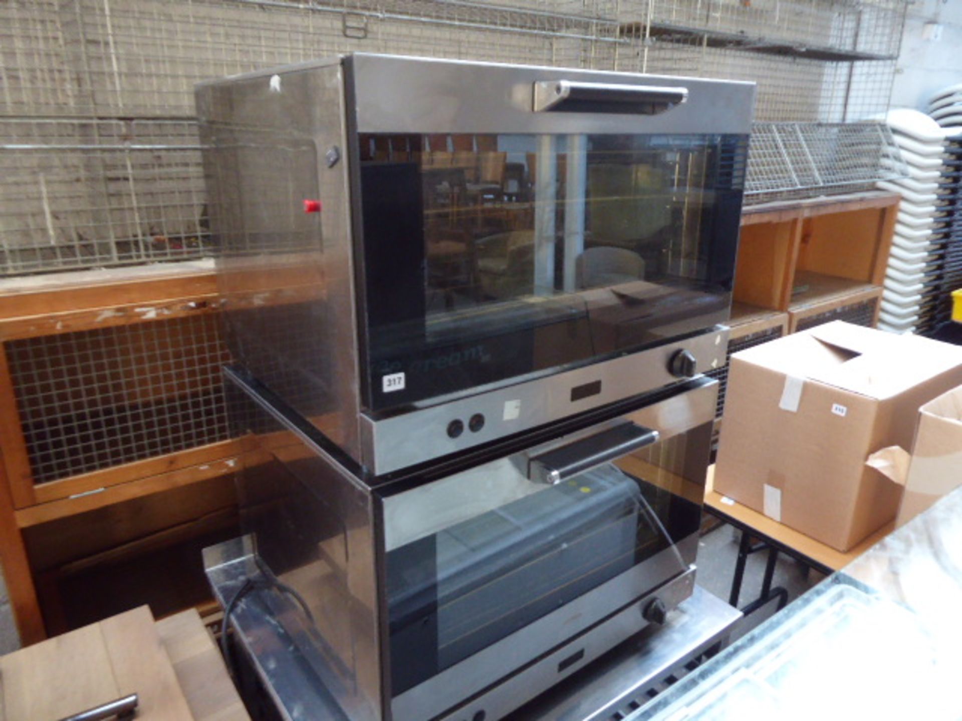 80cm electric twin stack Smeg oven on a large mobile table