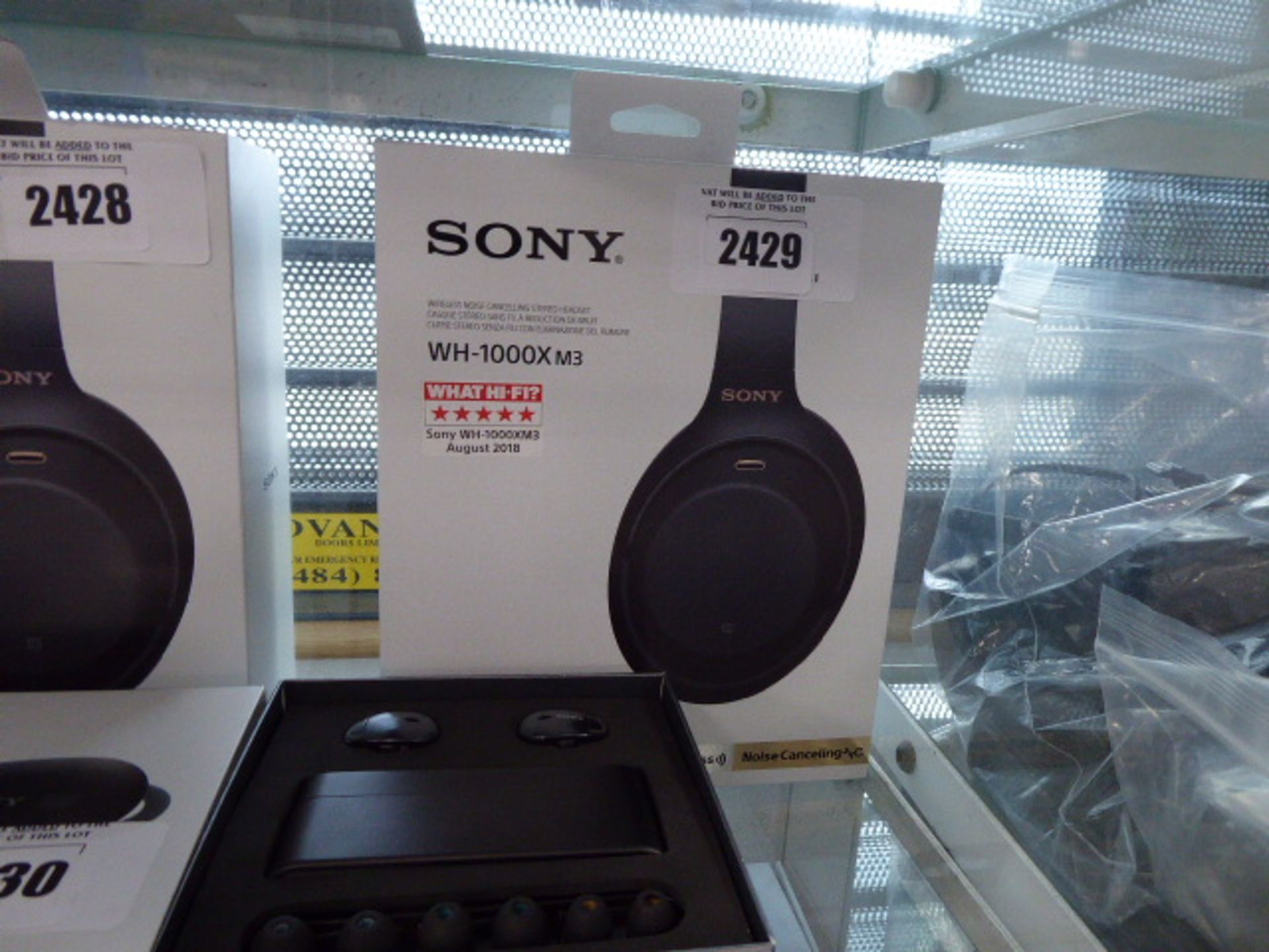 Sony WH-1000XM3 active noise cancelling headphones in box