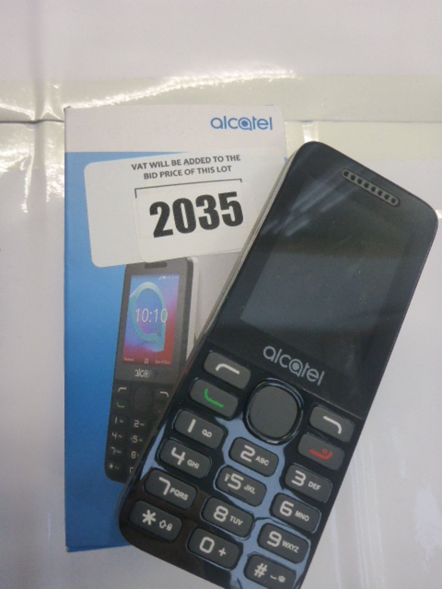 Alcatel 2038 button Mobile, USB cable and box.