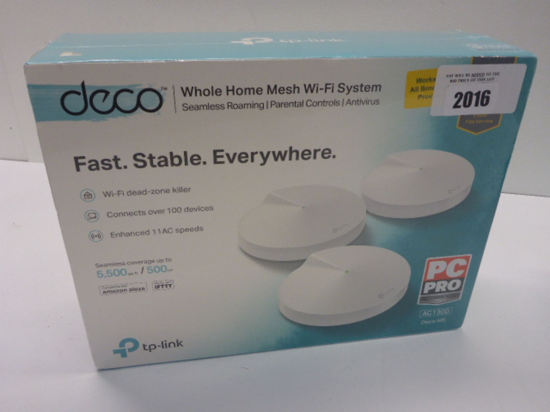 TP-Link Deco Mesh wifi system in sealed box. includes Three Deco M5 units.