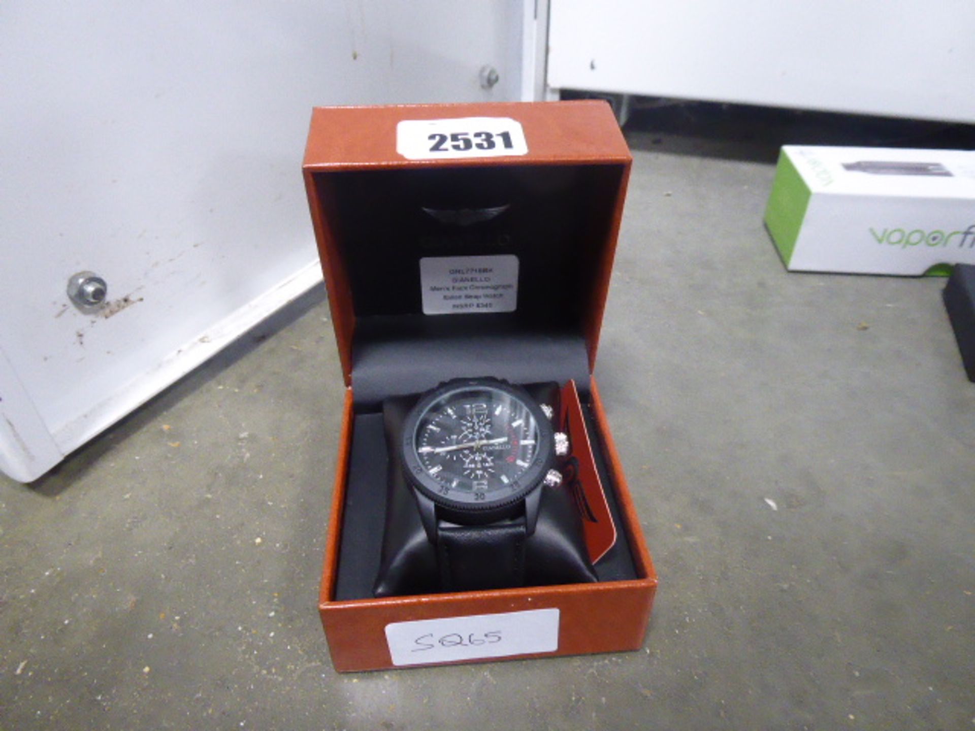 2387 - Gianello black leather strap wristwatch with box