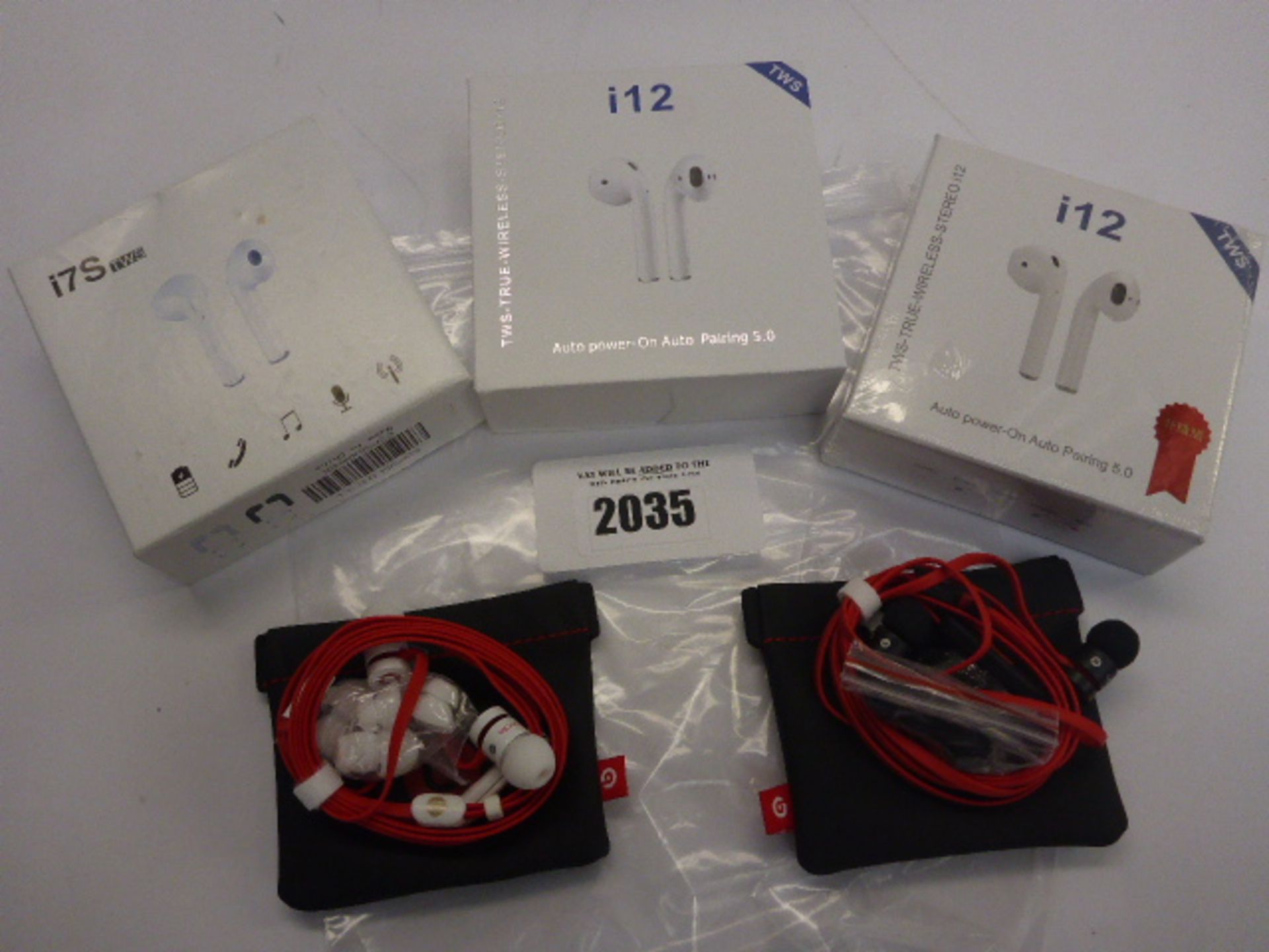 3x pairs of wireless earphones and 2x pairs of in-ear Beats