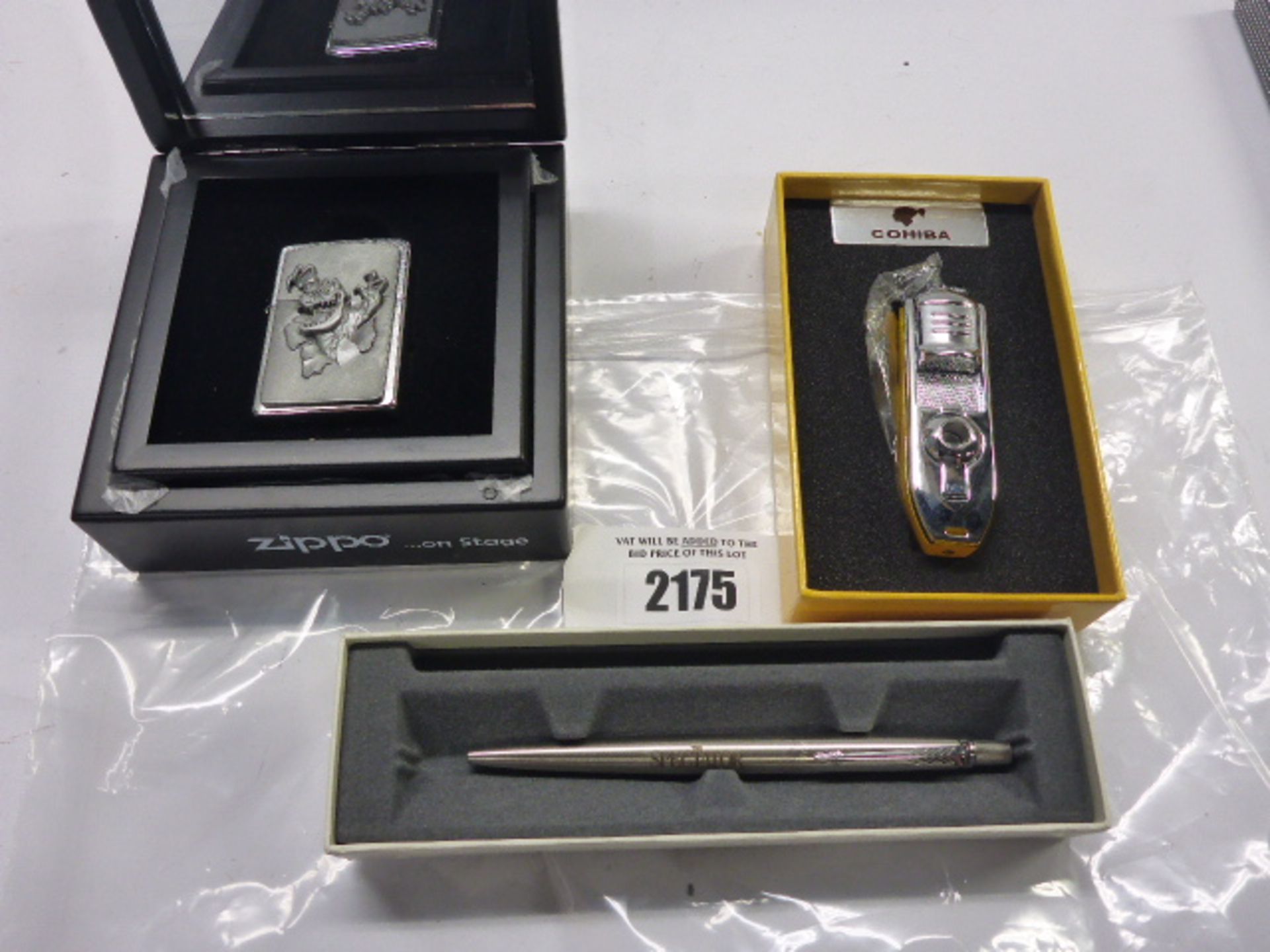 Zippo lighter, Cohiba jet lighter and Parker Pen