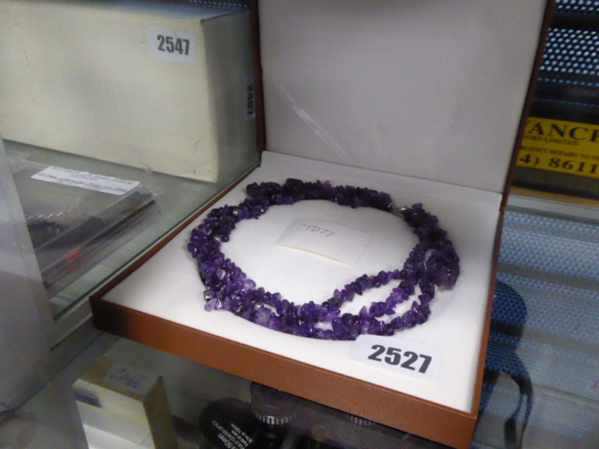 Purple necklaoce in box
