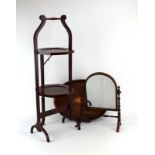 A 19th century rosewood, beech and inlaid swing mirror,