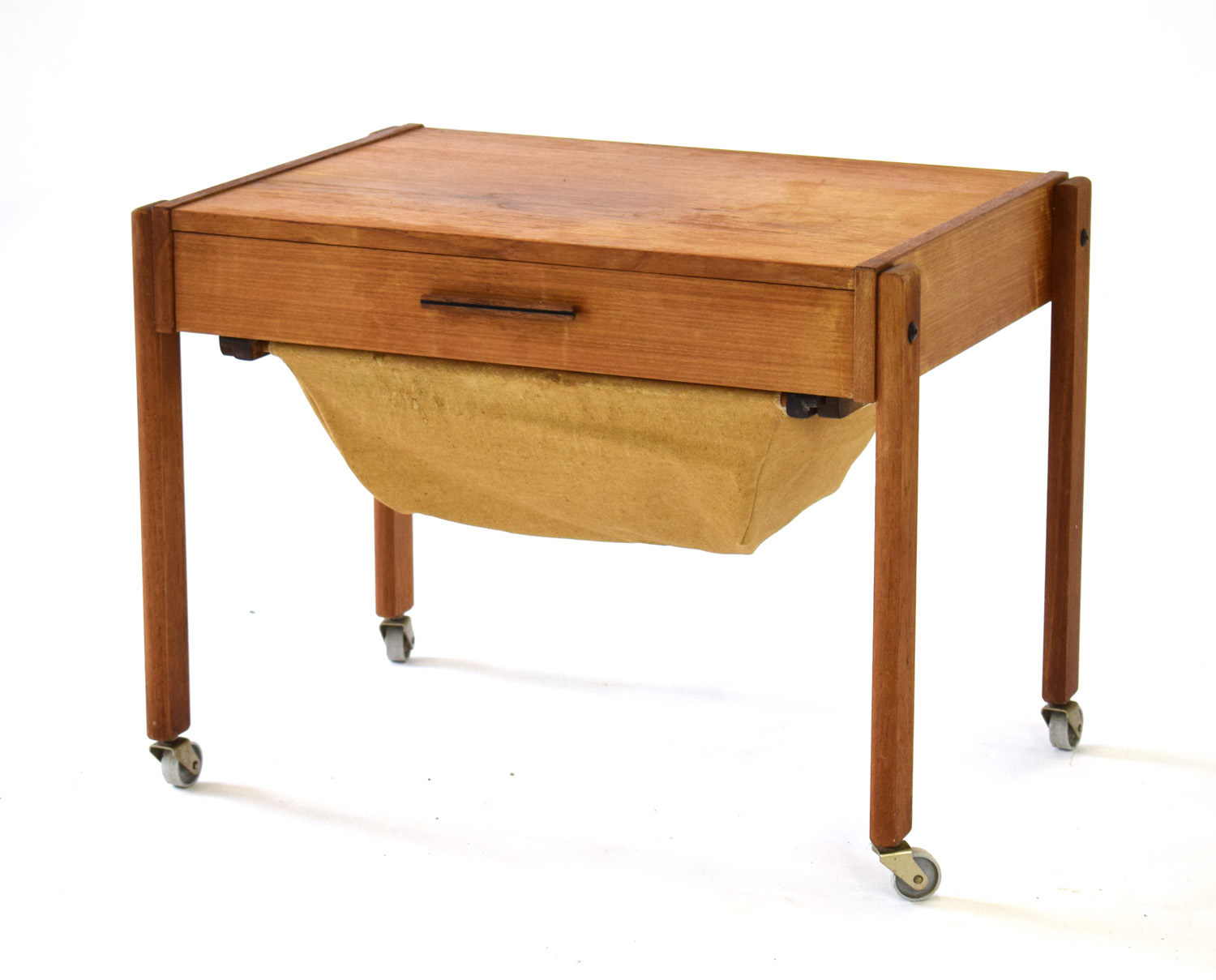 A 1960's Danish teak work table, the single drawer over a hobby basket, - Image 2 of 3