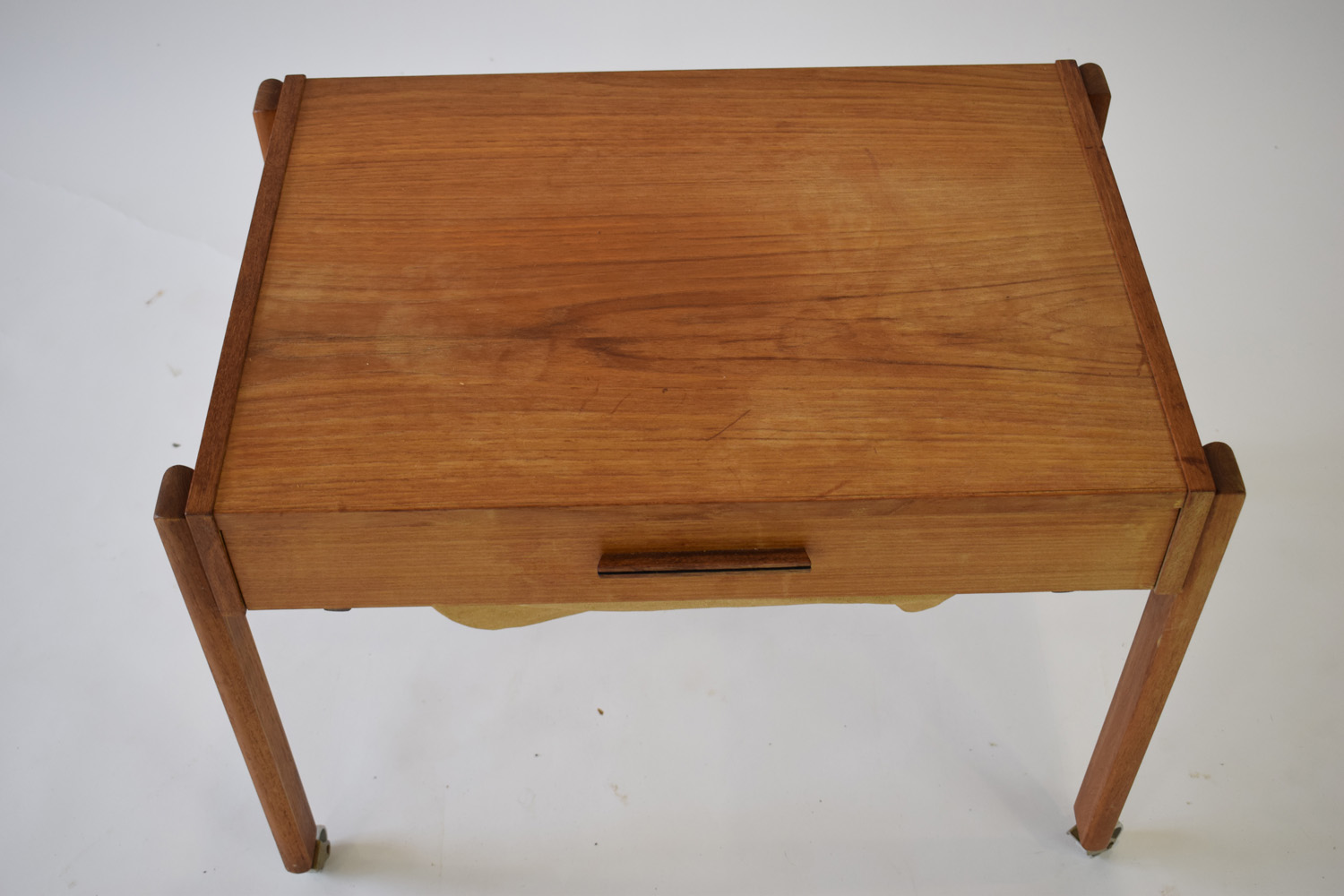 A 1960's Danish teak work table, the single drawer over a hobby basket, - Image 3 of 3