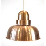 A copper coloured ceiling light of Industrial form CONDITION REPORT: Some knocks and