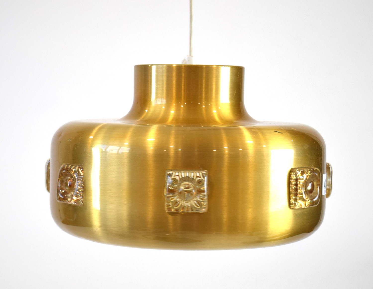 A 1970's Danish brass coloured ceiling light inset with perspex section CONDITION REPORT: