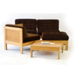 A Conran 'Summa Furniture Range' oak and bergere modular lounge suite including one SUS/1 corner