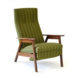 A 1970's Danish adjustable lounge armchair with button upholstery,