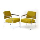 A pair of 1950/60's Czech armchairs with aluminium tubular frames,
