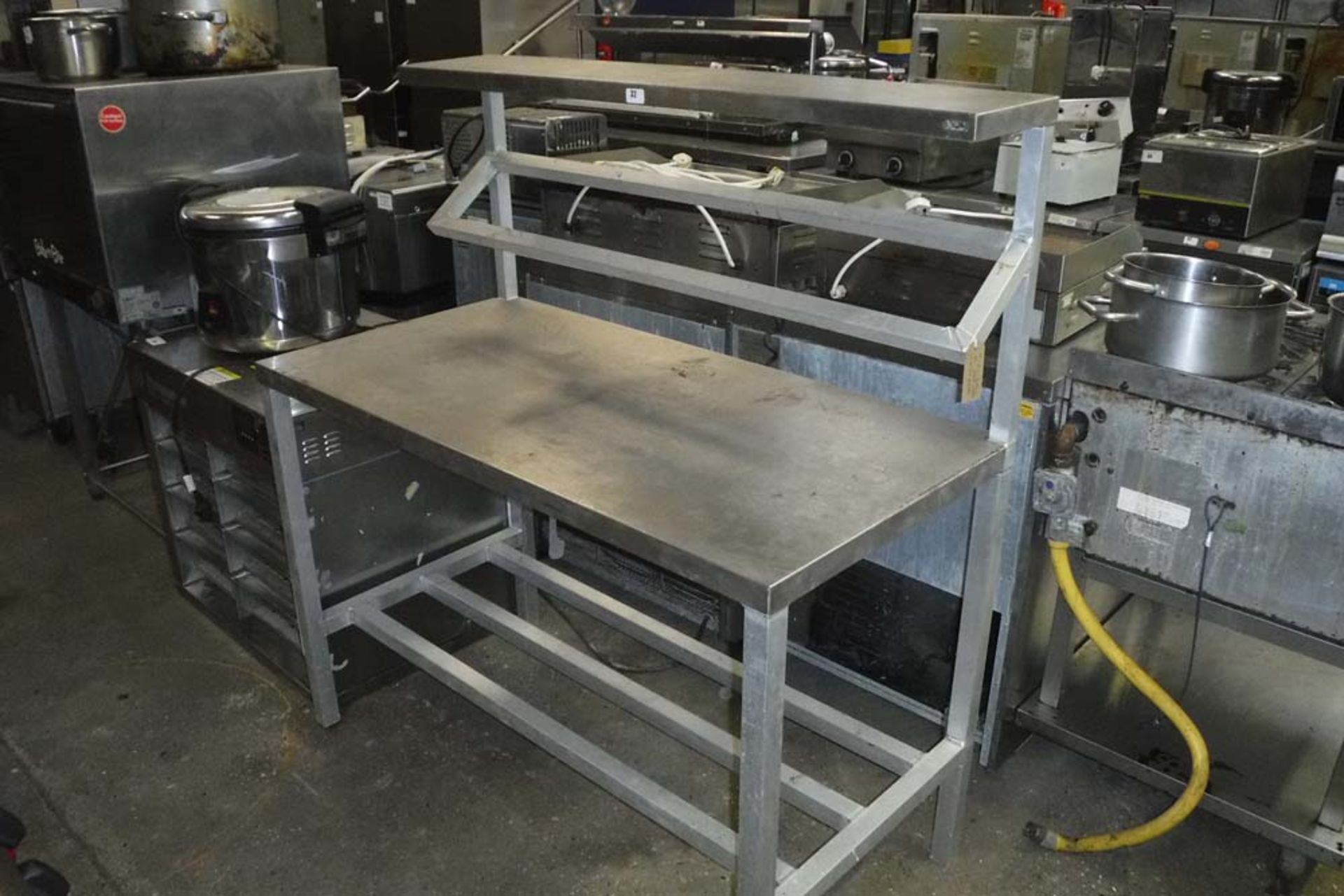 120cm stainless steel preparation station with shelves over and under