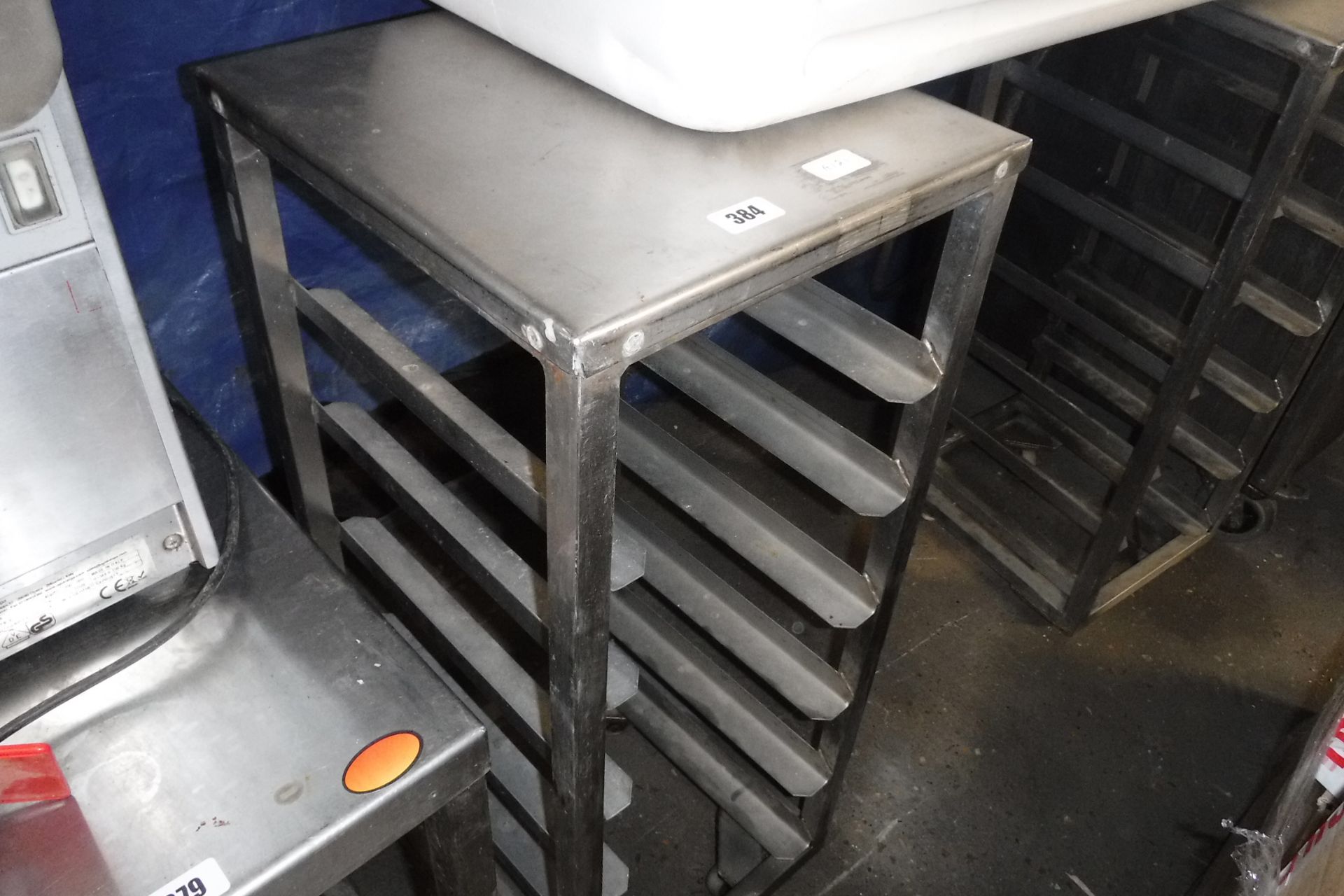 2 mobile stainless steel trolleys for trays