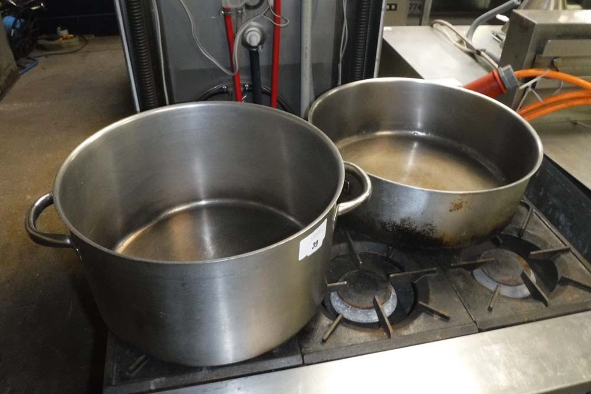 2 large stainless steel cook pots