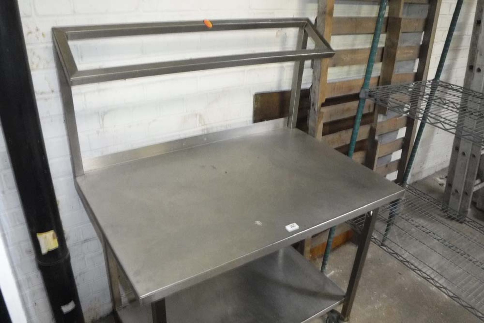 100cm stainless steel mobile prep station with shelf over and shelf under