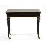 A 19th century ebonised, walnut crossbanded and gilt metal mounted games table,