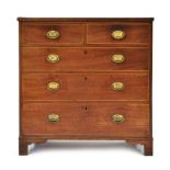 A 19th century mahogany chest of two short over three long graduated drawers, on bracket feet, w.