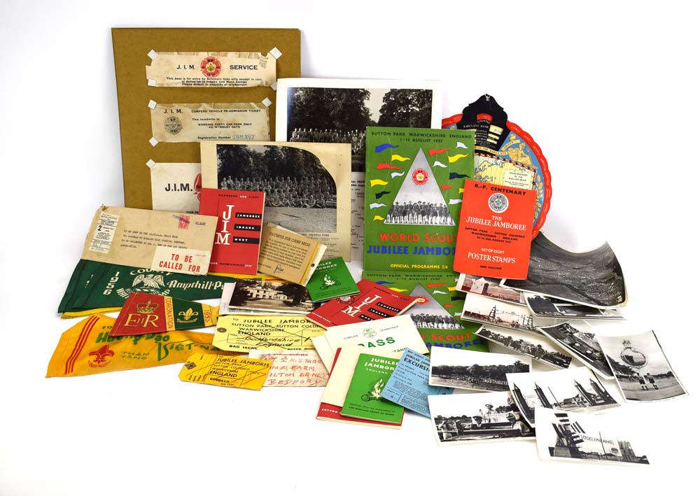 A collection of scouting memorabilia mainly relating to the Jubilee Jamboree 1957, Sutton Coldfield,