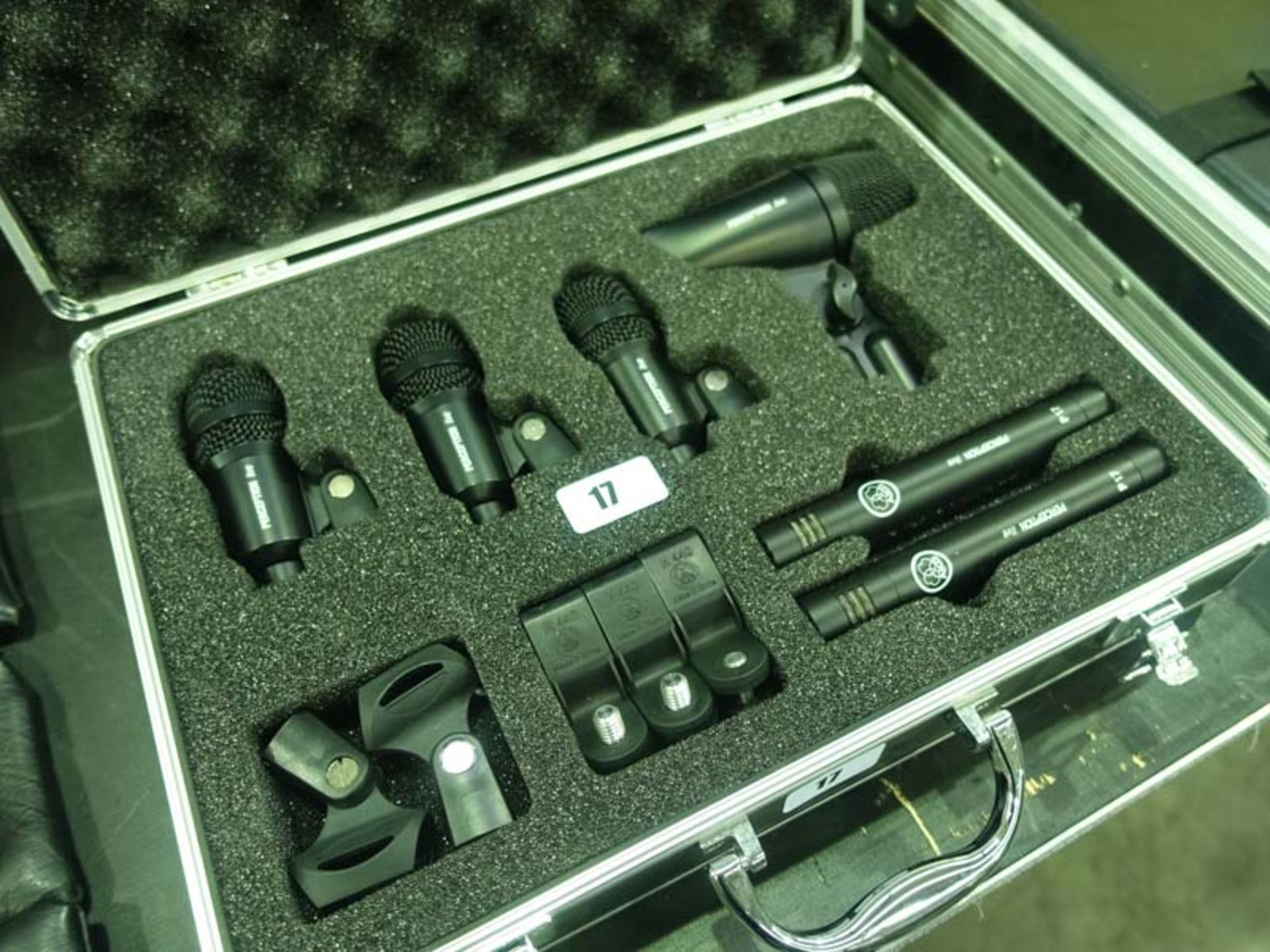 AKG Perception drum microphone kit including P4, P17 and P2 microphones and padded case