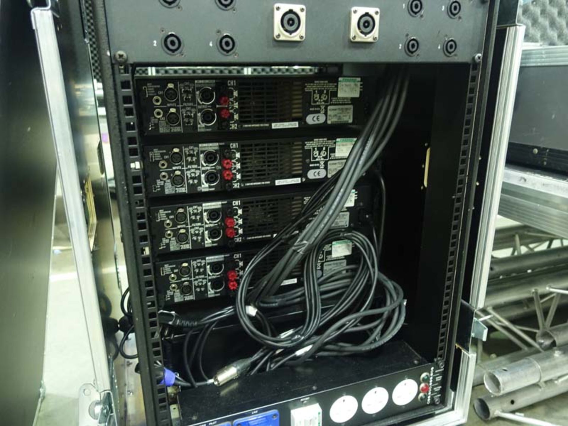 Sound system amp rack set in wheeled case comprising Phonic PPC 8000E power conditioner with light - Image 5 of 5