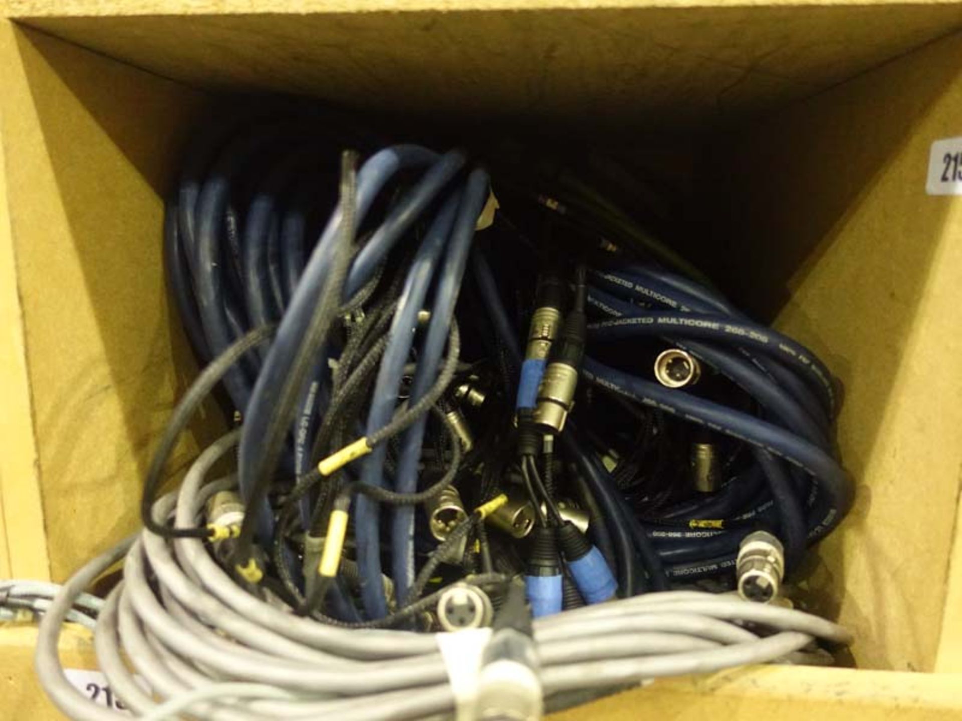 Crate containing 20 metre microphone cables