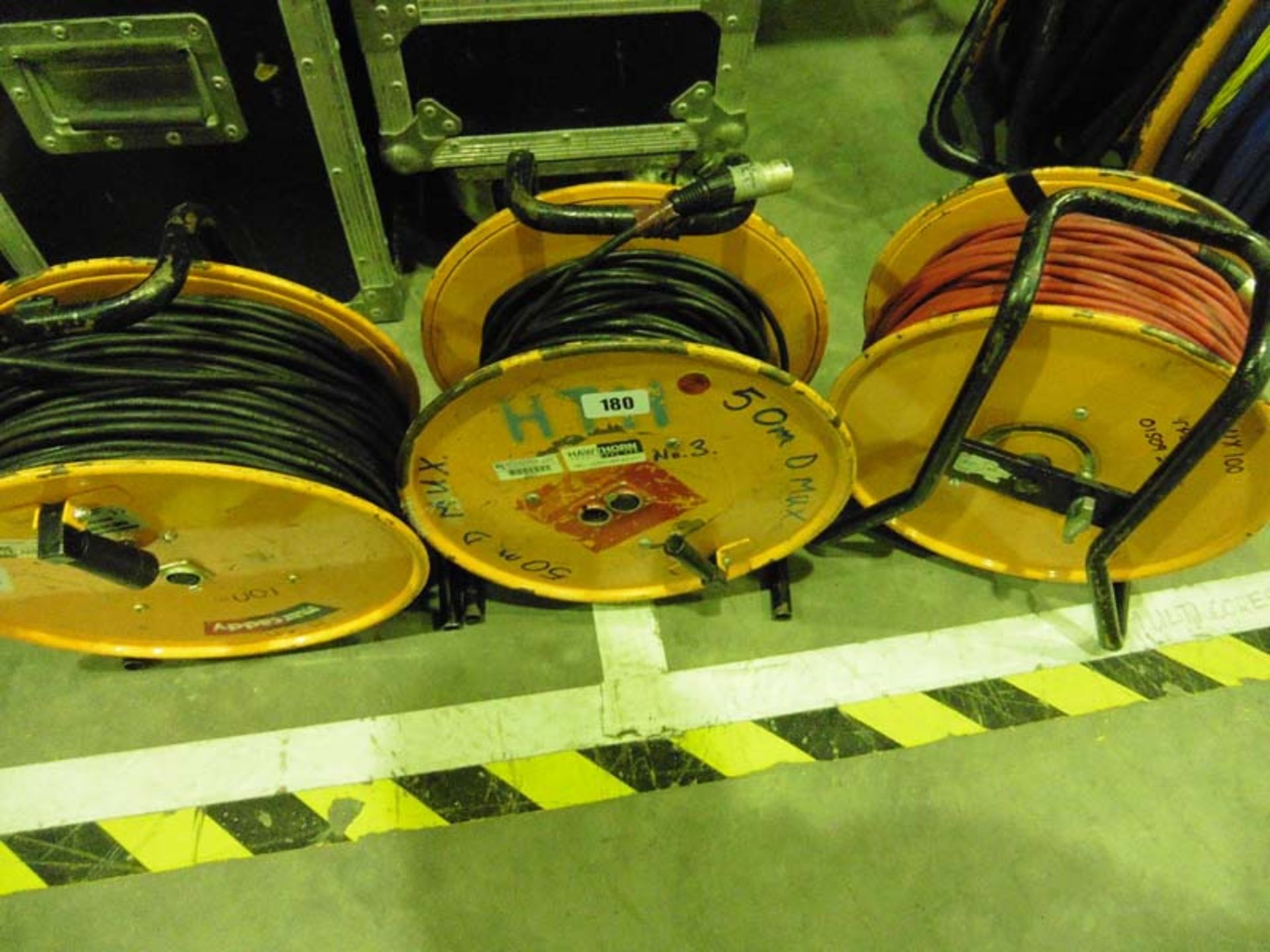 3 5pin XLR DMox 50 metre cables on reels - Image 2 of 2