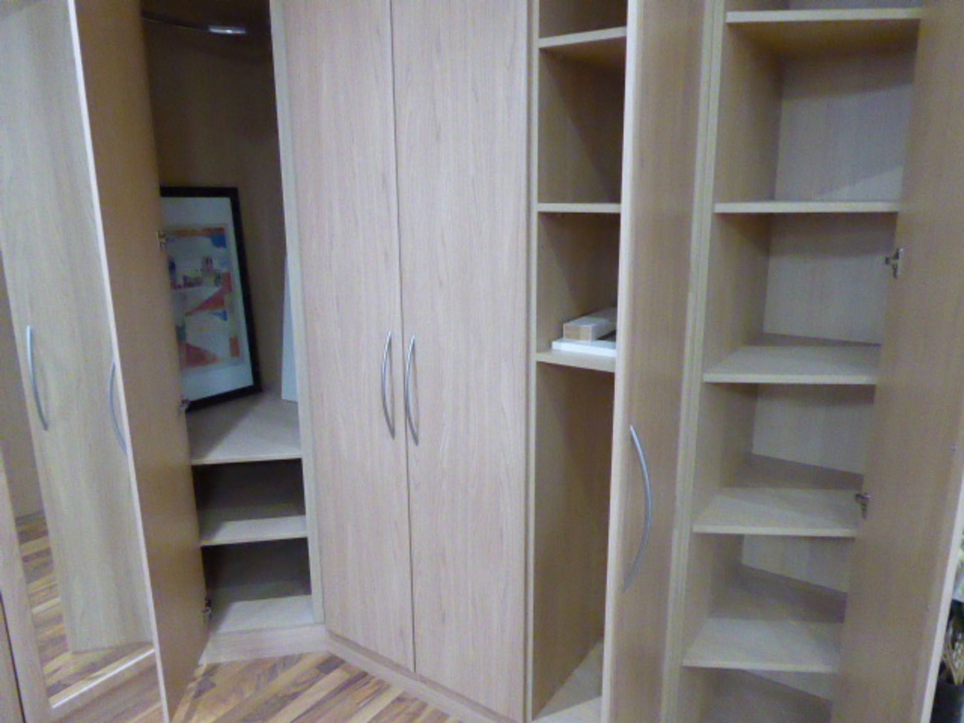 Kilby Corsico Chestnut built in corner bedroom storage unit with wardrobe drawers, doors and - Image 2 of 3