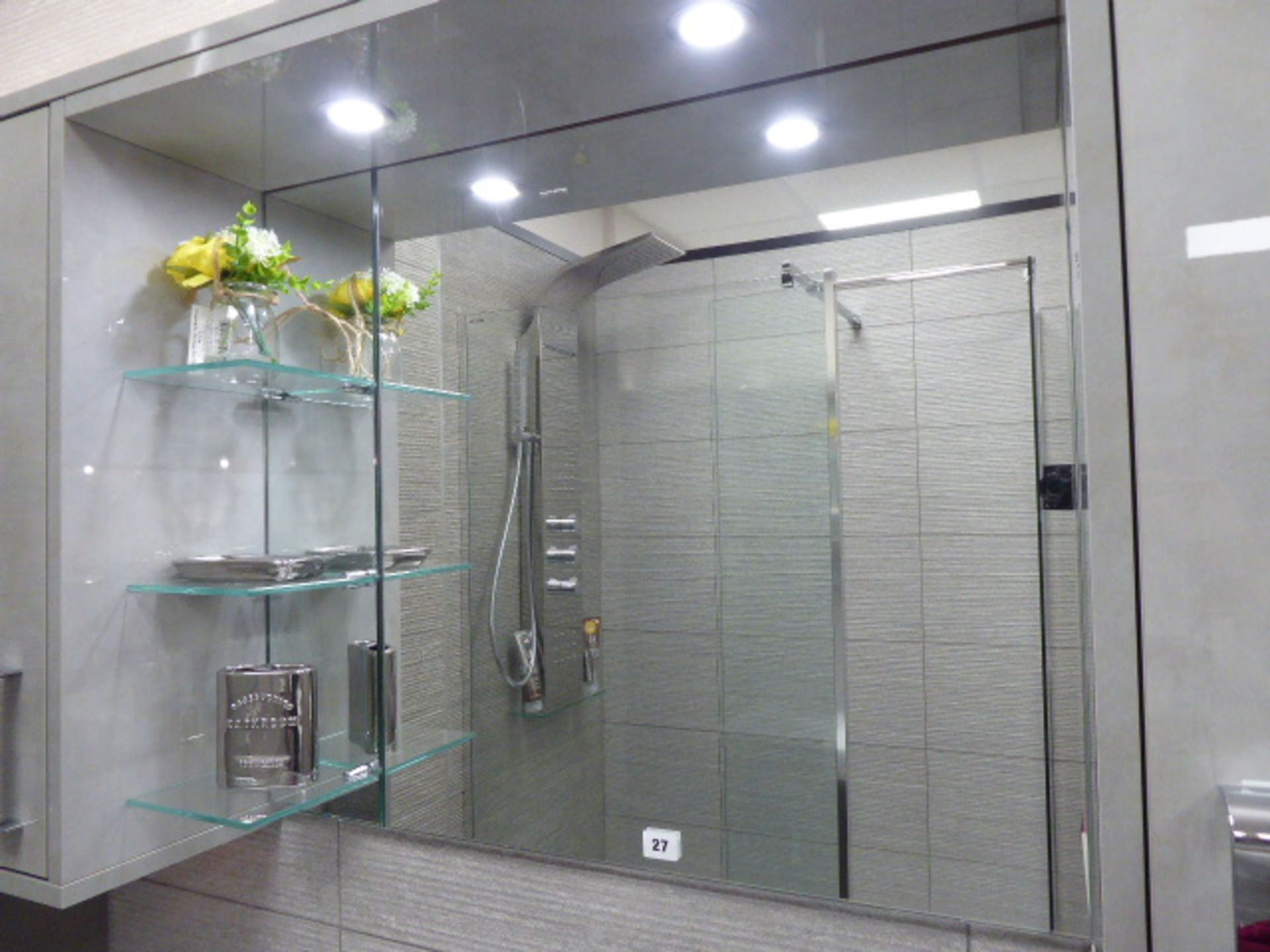 Roca Senso shower room with a large rectangular shower tray, glass shower panels, shower column with - Image 4 of 8