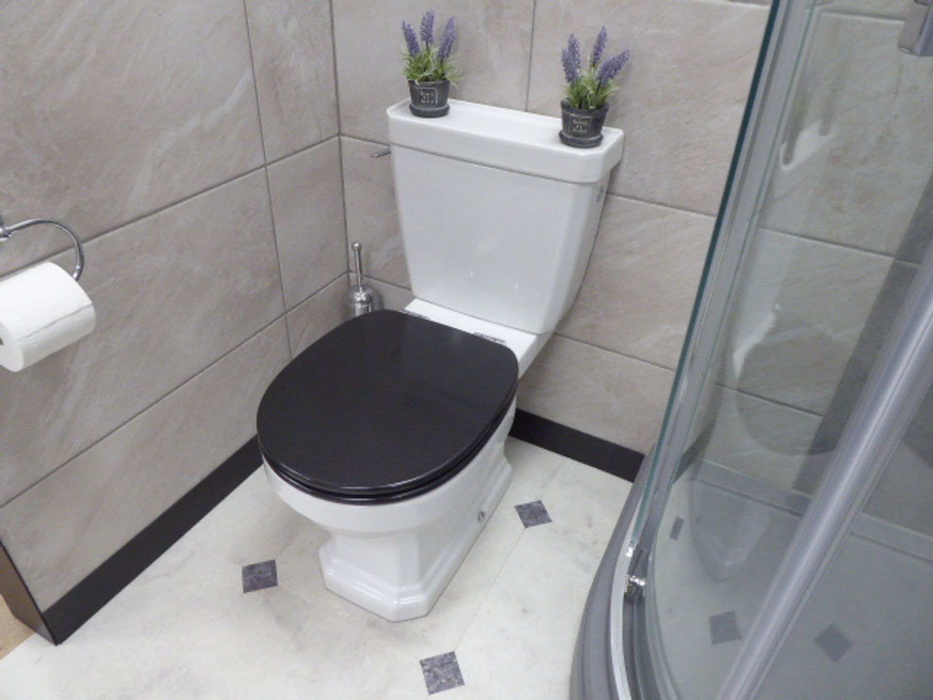 Roca Carmen shower room comprising grey quadrant shower with double sliding doors, mixer shower with - Bild 4 aus 8