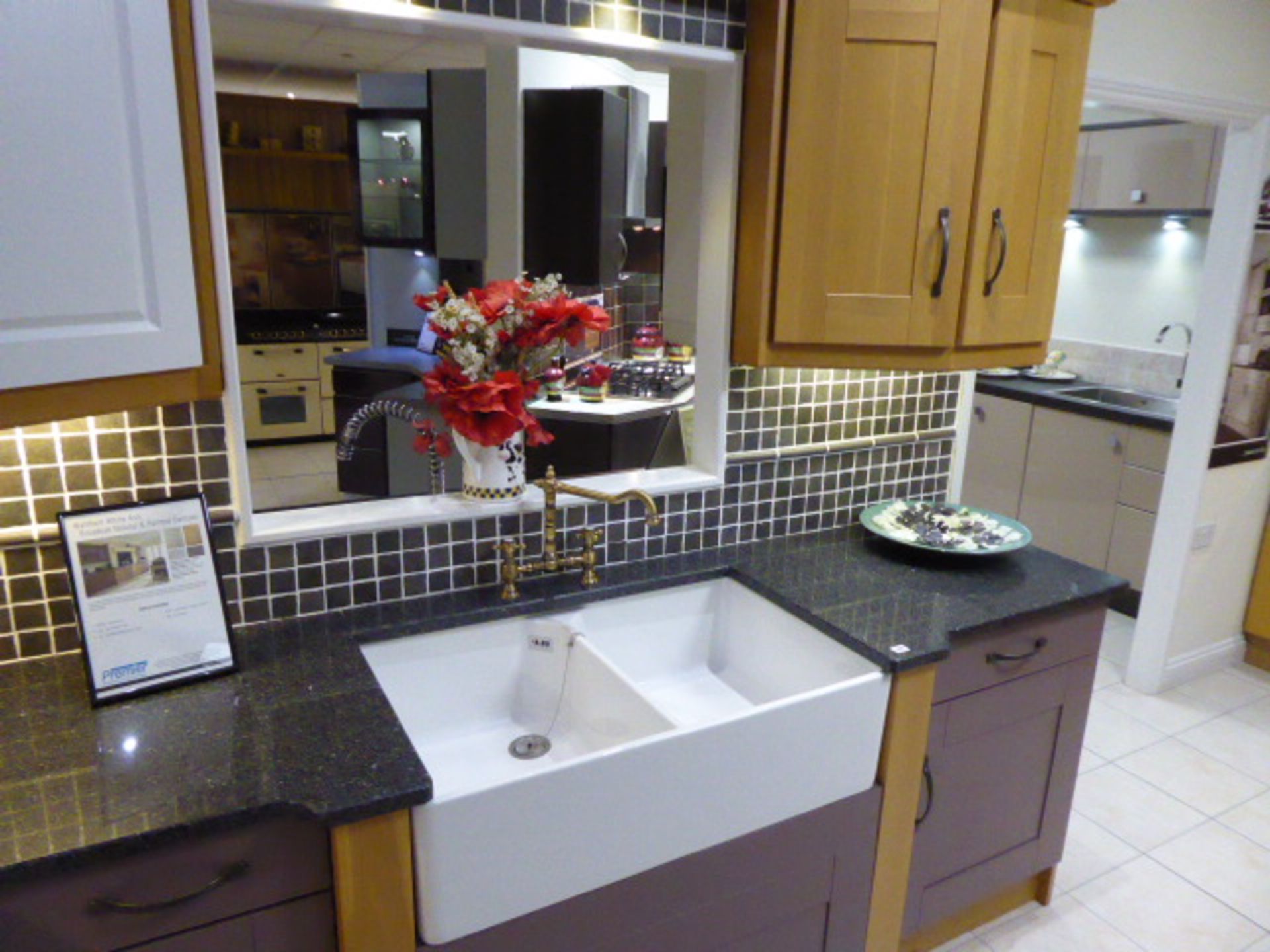 Waltham White Ash Broadoak Natural and Painted Damson kitchen in corner shape with a granite - Image 9 of 9