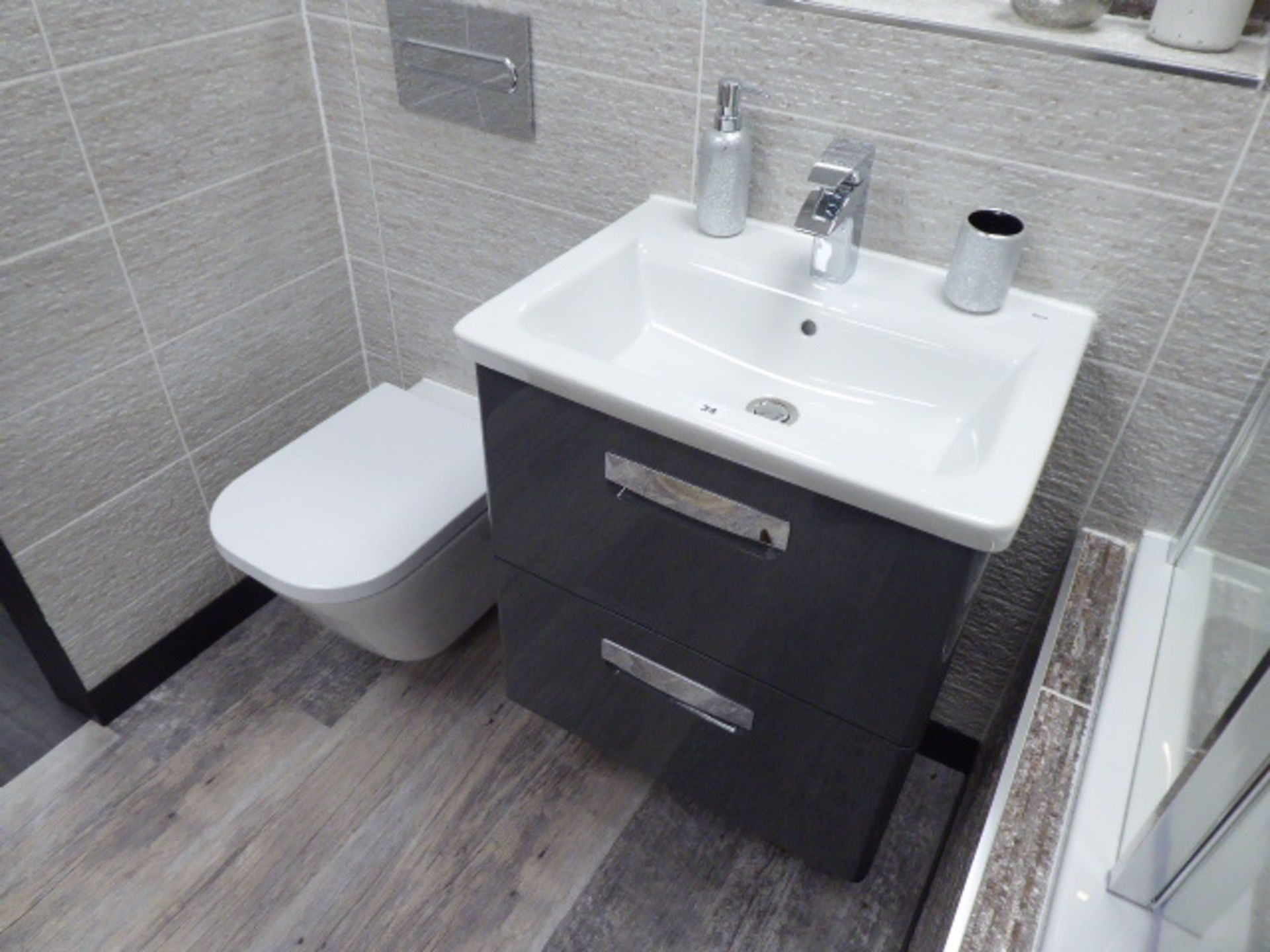 Roca The Gap bathroom comprising of bath with built in bath filler and tap set, shower screen and - Image 7 of 7