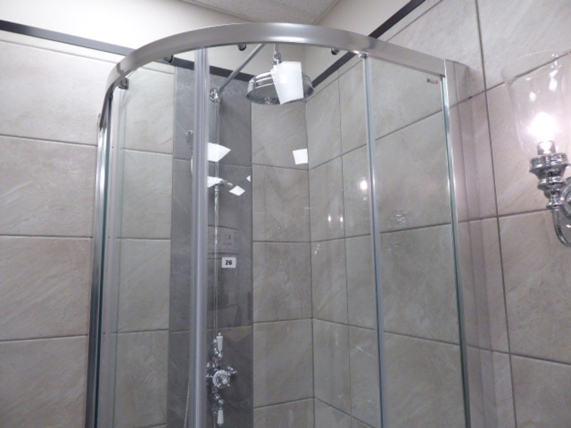 Roca Carmen shower room comprising grey quadrant shower with double sliding doors, mixer shower with - Image 6 of 8