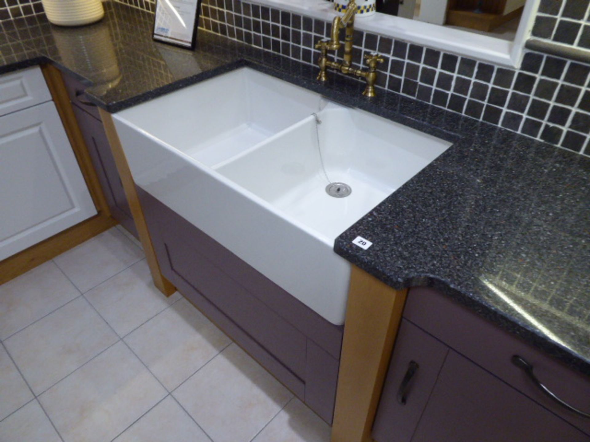 Waltham White Ash Broadoak Natural and Painted Damson kitchen in corner shape with a granite - Image 2 of 9