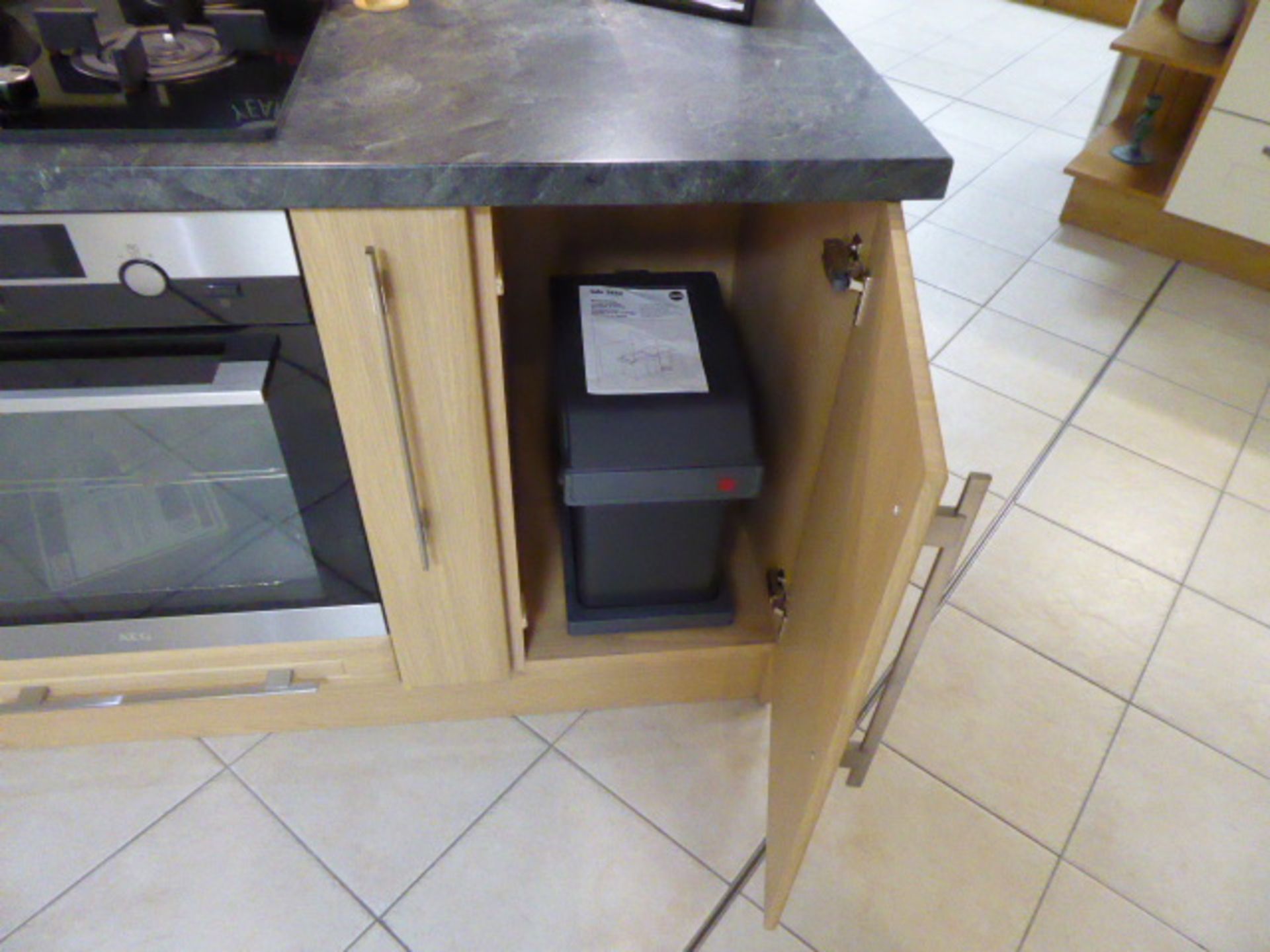 Ascot Verade Oak small kitchen with a grey granite effect worktop. Max dimension 215cm. With AEG - Image 7 of 9