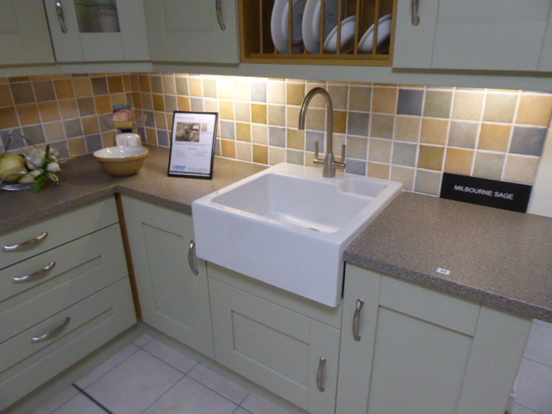 Milbourne Sage kitchen in L-shape with a granite effect worktop. Max dimension 330cm by 220cm. - Image 2 of 12