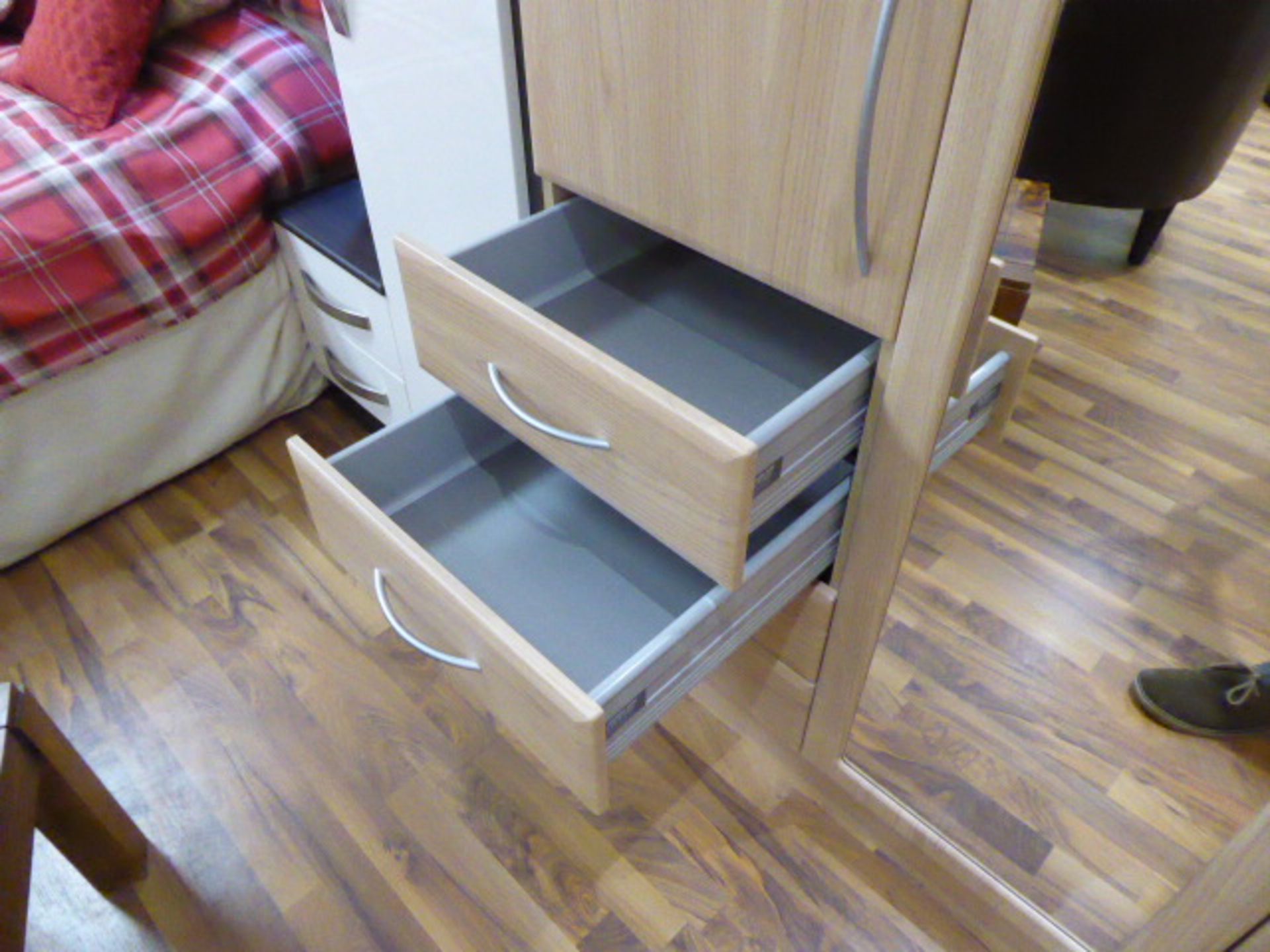 Kilby Corsico Chestnut built in corner bedroom storage unit with wardrobe drawers, doors and - Image 3 of 3