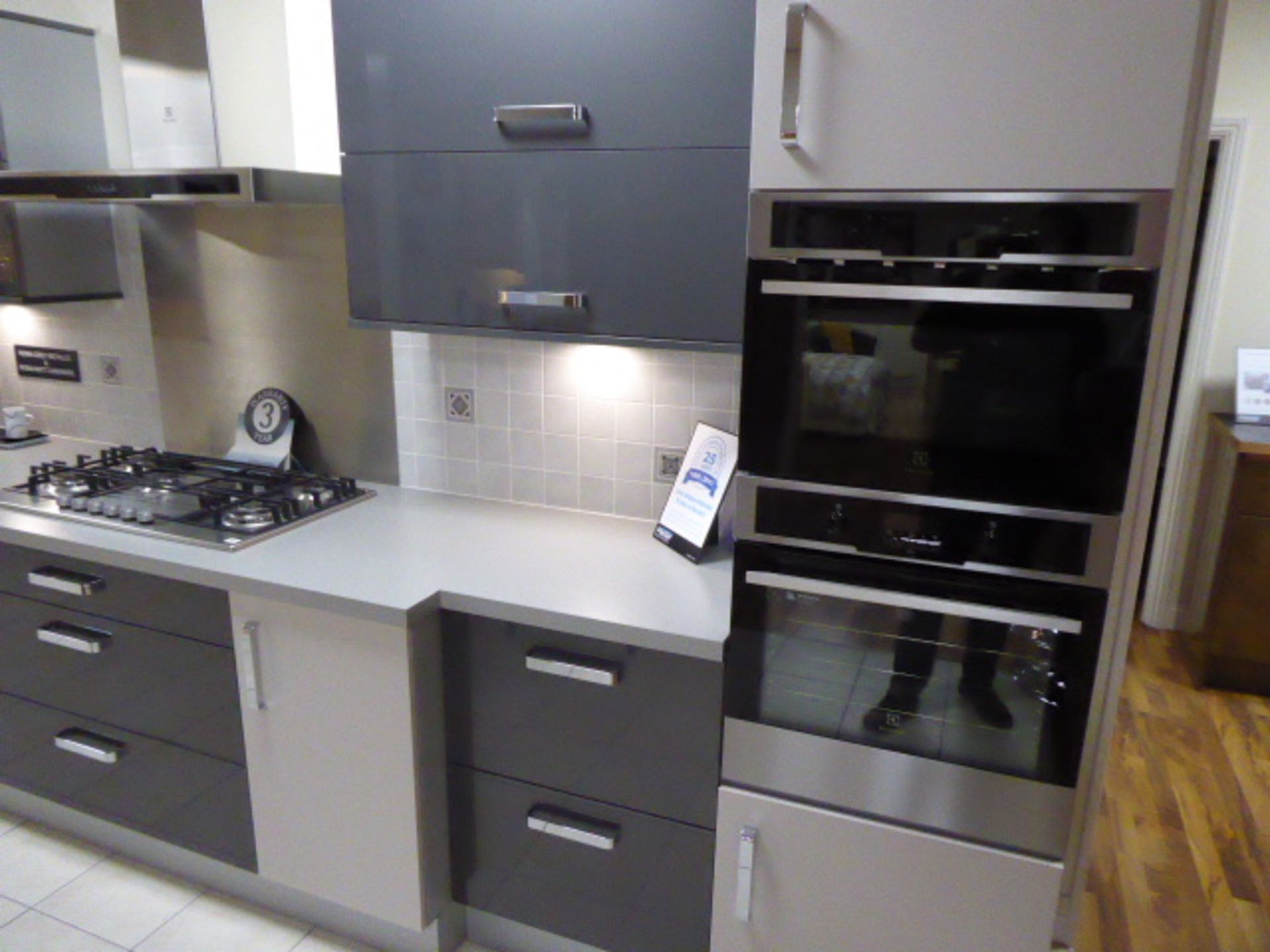 Roma Grey Metallic and Roma Grey Matte Cashmere kitchen in single galley run with a brushed - Image 3 of 14