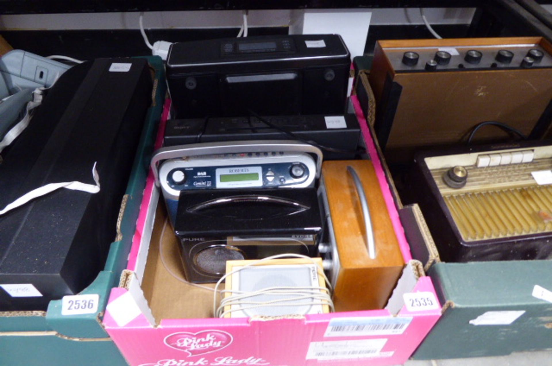 Tray containing selection of DAB and other radios