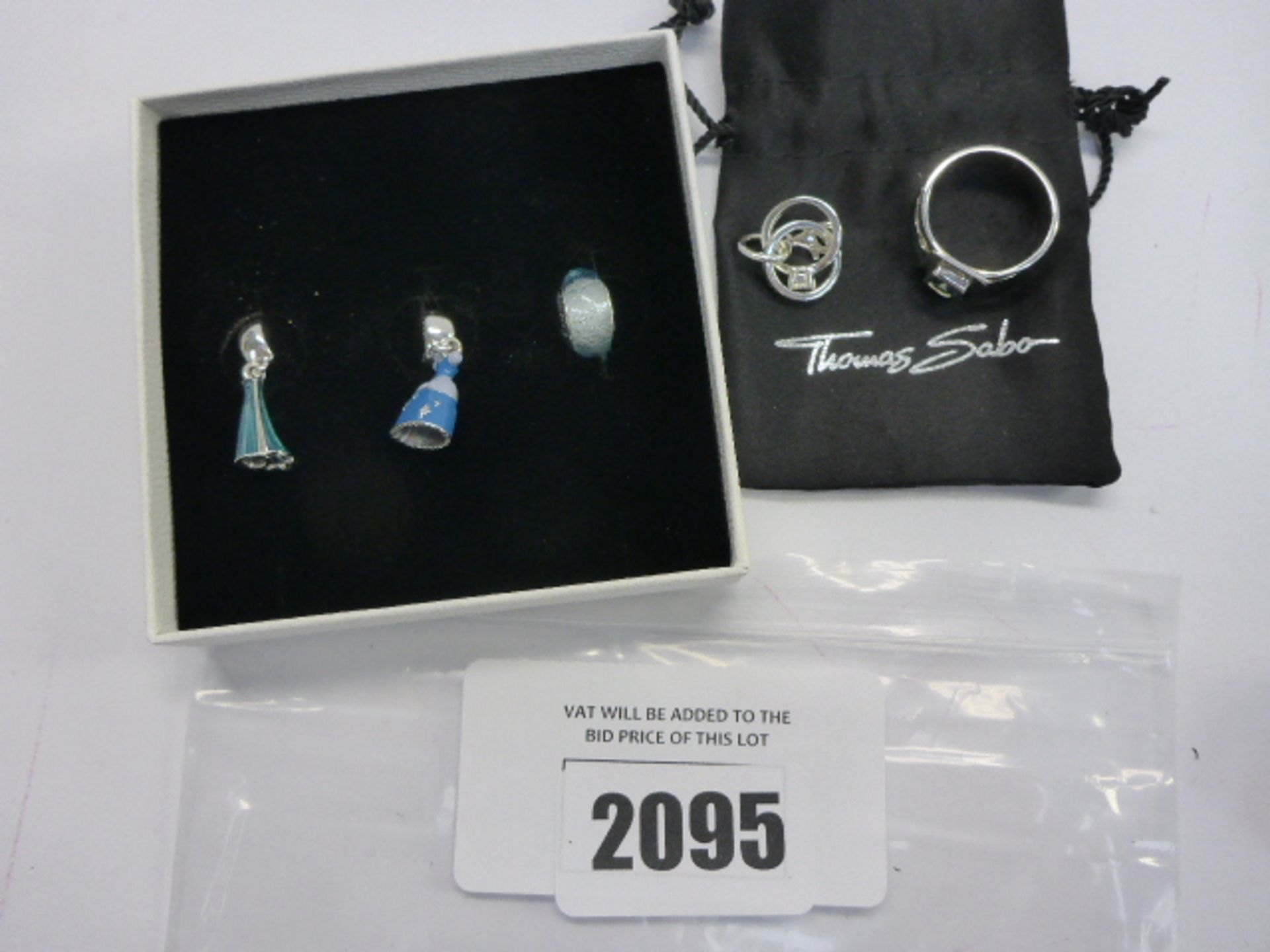 Pandora Charms, 925 ring and Thomas Sabo charm boxed.