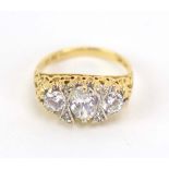 A 14ct yellow gold dress ring set cubic zirconia in a marquise shaped setting, ring size M, 3.