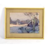 William Hoggatt (1879-1961), A church ruins, a river in the foreground, signed, watercolour,